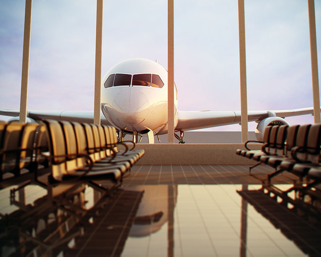 airplane through terminal window