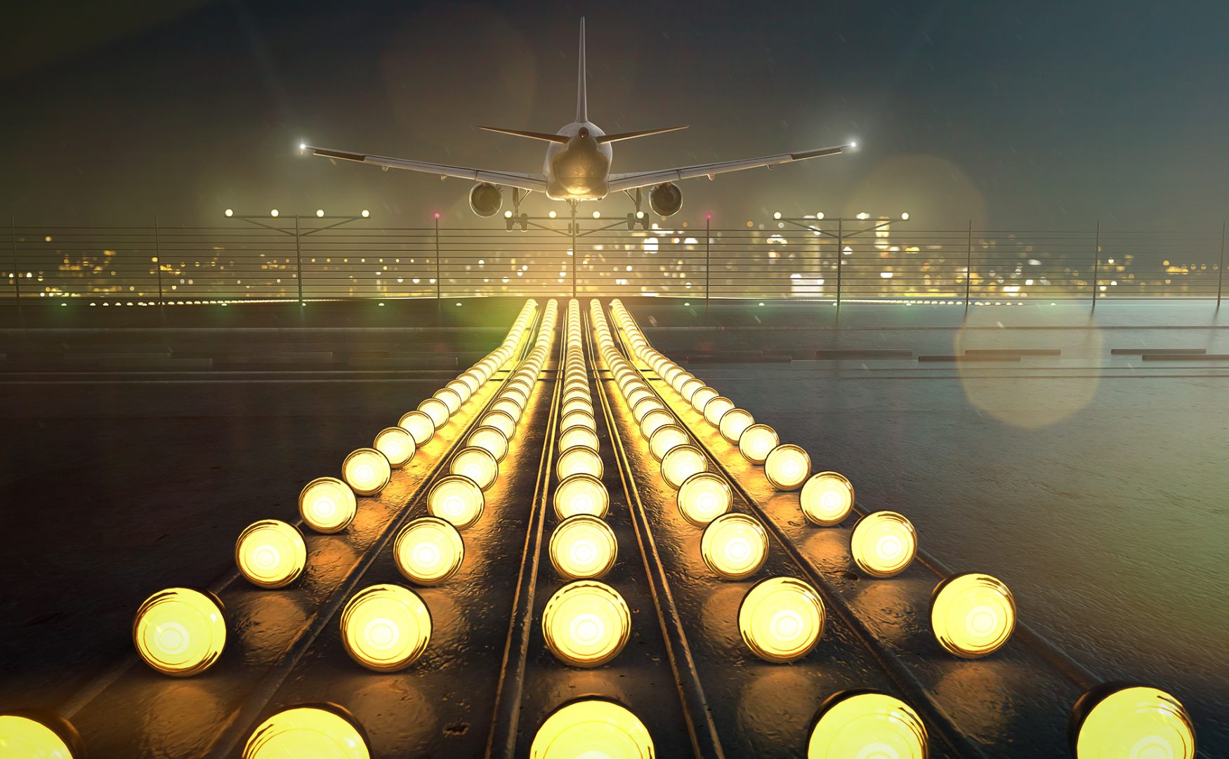 airport Runway at night