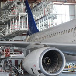 aircraft maintenance in hangar