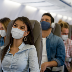 passengers, travelers on a airplane