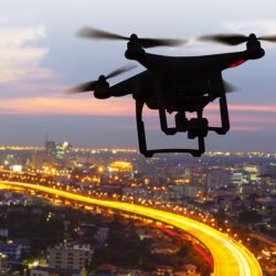 Drone over city